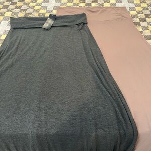Chic Gray and Tan Maxi Skirt Set